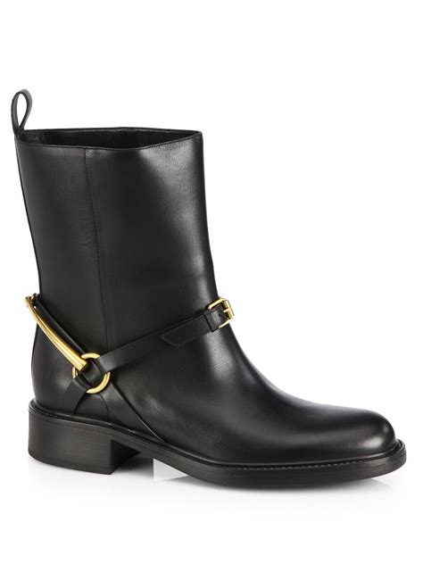 Women's Horsebit ankle boot in black leather 